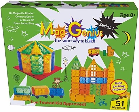 Mag-Genius – Juego de azulejos magnéticos de regalo perfecto, viene con todas las nuevas adiciones, incluye 3 autos, 20 azulejos magnéticos para