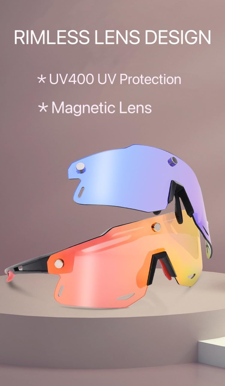 Himiway – Gafas de sol deportivas para hombre y mujer, rojoazul hieloazul hielopolarizadorojo-magnéticoazul hielo-magnéticoazul hielo-magnético