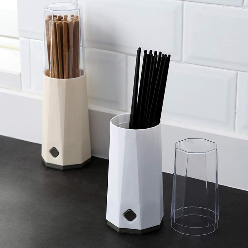 Hemoton Soporte para palillos, cubiertos de plástico con tapa, cubiertos de cocina, organizador de almacenamiento de utensilios de plástico para