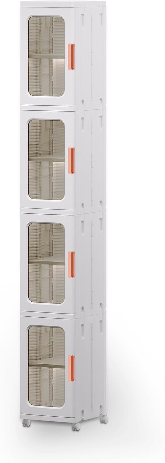 Armario de almacenamiento estrecho con puertas y estantes, armario de cocina alto y delgado con estante ajustable, organizador de papel higiénico,