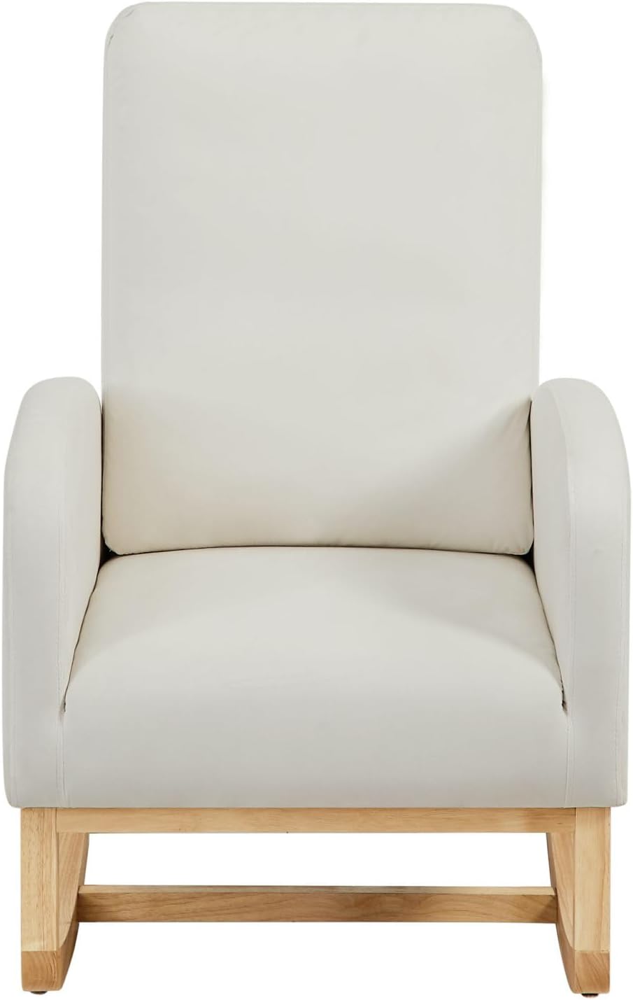 Mecedora tapizada  Mecedora de respaldo alto para guardería con marco de madera y bolsillo lateral  Silla deslizante acolchada  Silla mecedora de