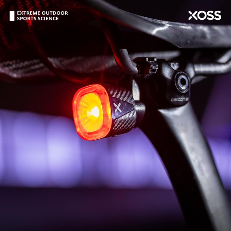XOSS XR01 Luz trasera inteligente para bicicleta, IPX6 impermeable con detección de frenos luces traseras, luz de freno para bicicleta de encendido
