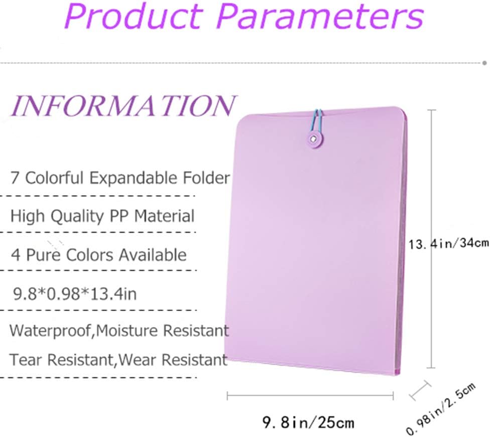 Carpeta de acordeón vertical expandible con 7 bolsillos, organizador de documentos, cartera de documentos, maletín organizador de archivos de