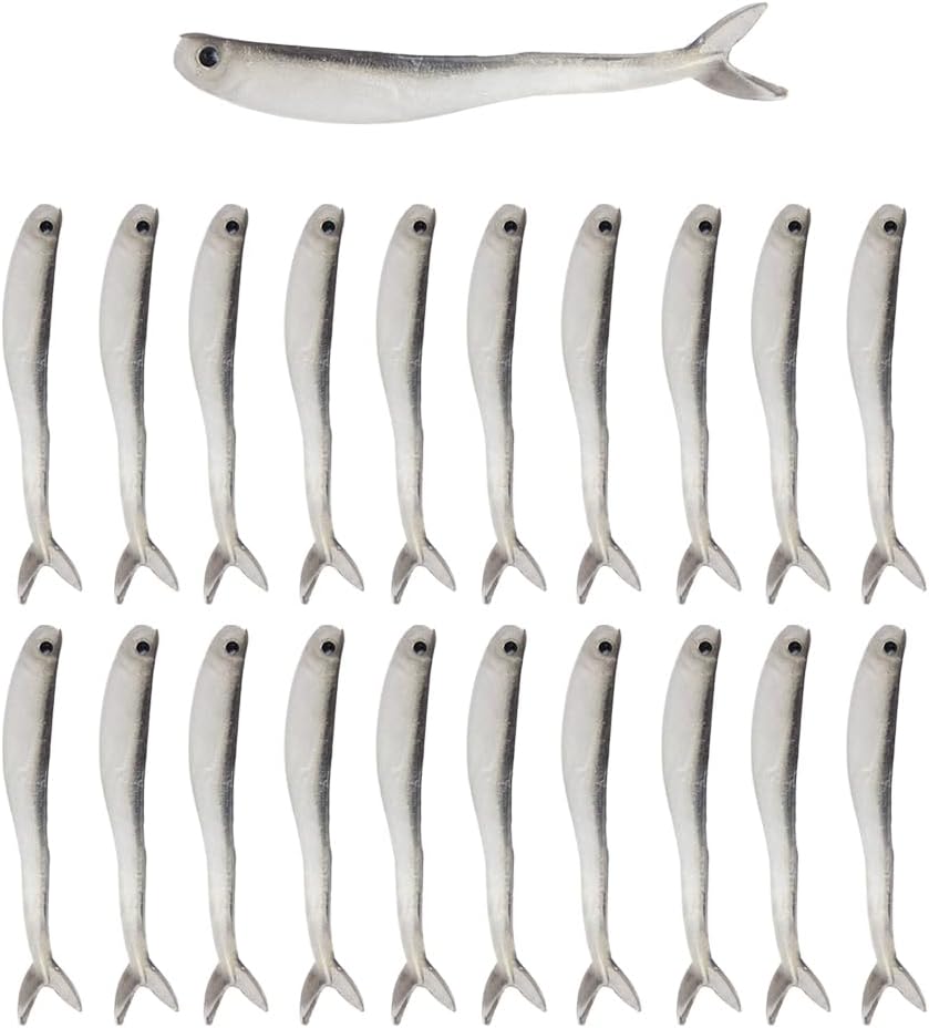 20 unids 10 unidsbolsa 3.1 in gusanos de camarón suave cebo de pescado plata silicona wobblers equipo de pesca jigging cebo de pesca jig cabeza cebo