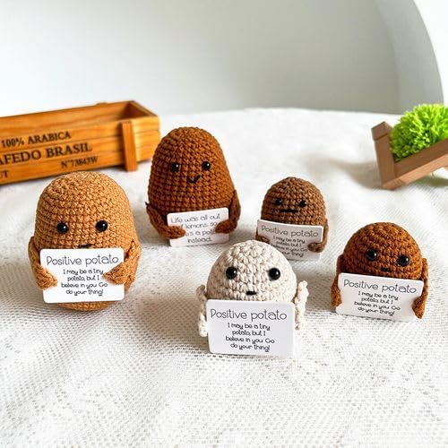 NVANFE Juguete inspirado en el regalo de papa, juguetes de punto, figuras divertidas, positivas, papas para tejer patatas para automóvil,