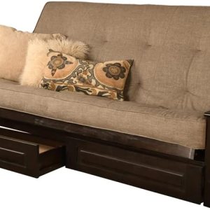 Kodiak Furniture Colchón futón de espuma tamaño queen con cubierta de tela de piedra de lino Kodiak Furniture Colchón futón de espuma tamaño queen con cubierta de tela de piedra de lino