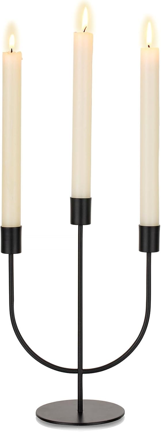 Sziqiqi Candelabros modernos para velas  Candelabro negro mate para Halloween Decoración de velas cónicas de mesa para el hogar, candelabros