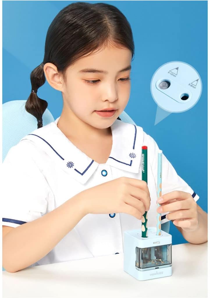 Sacapuntas Sacapuntas eléctrico con doble agujero, funciona con pilas (0.314-0.315 pulgadas y 0.315-0.472 pulgadas), sacapuntas semiautomático con