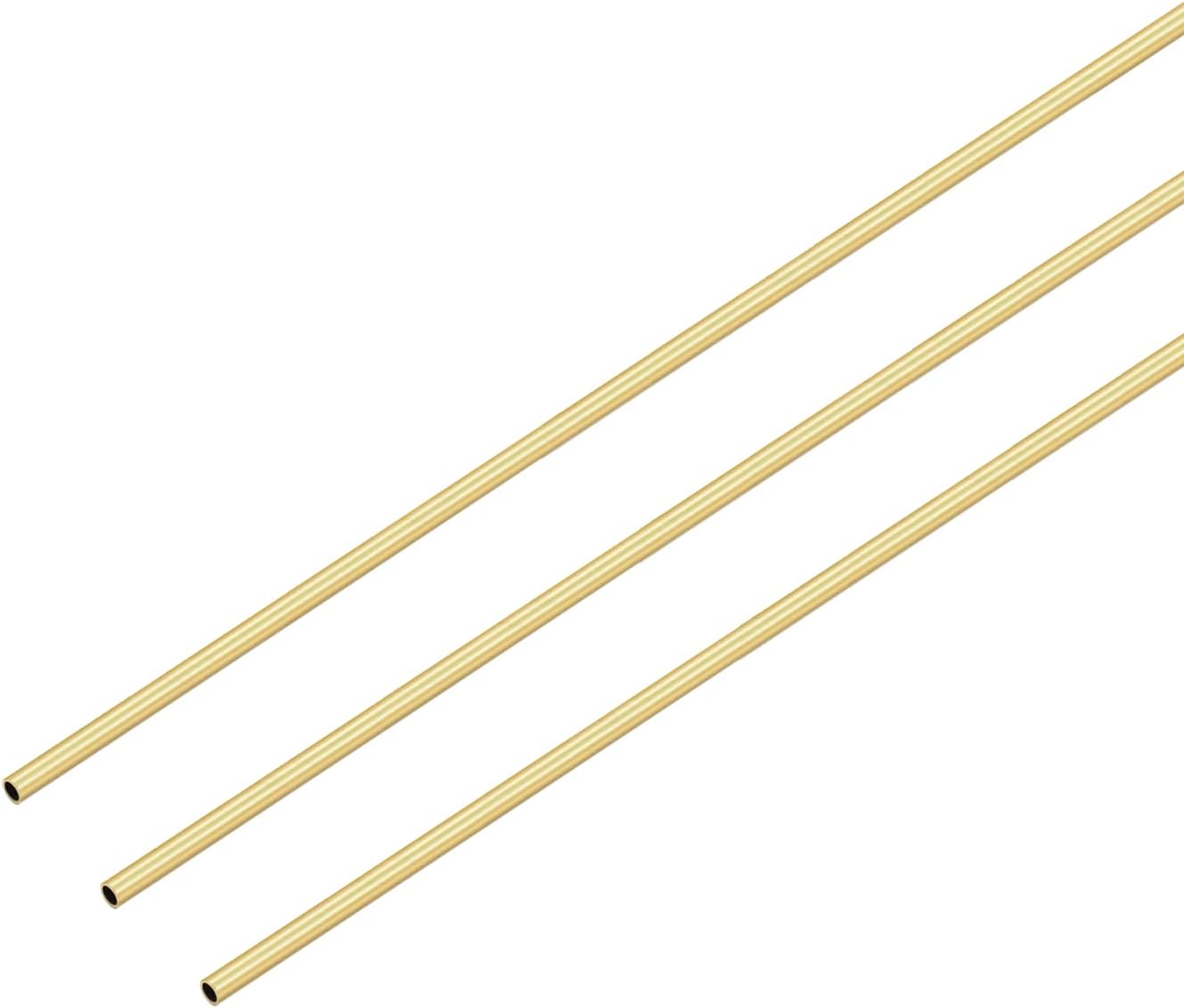 Tubo redondo de latón, 0.039 in de diámetro exterior de 0.008 in de grosor de pared de 11.811 in de longitud, tubo recto sin costuras de metal para