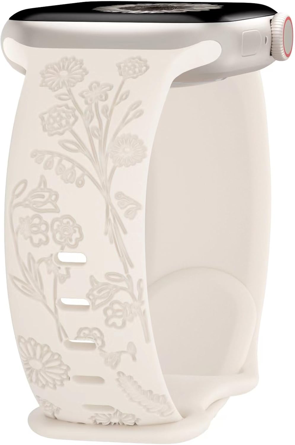 Keebowz Correa de silicona con grabado floral compatible con Apple Watch Band de 1.496 in, 1.575 in, 1.614 in, 1.654 in, 1.732 in, 1.772 in, correa