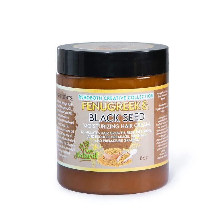 Rehoboth Creative Collection Fenugreek & Black Seed Moisturizing Hair Cream – 100% Natural Hydrating Cream Stimulate Hair Growth, Restore Shine &