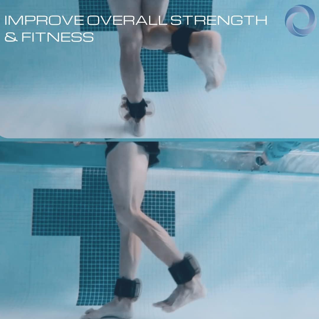 Aqualogix Juego de aletas híbridas de entrenamiento acuático de resistencia media, humo, puños acuáticos, guía de inicio rápido, pesos de agua para