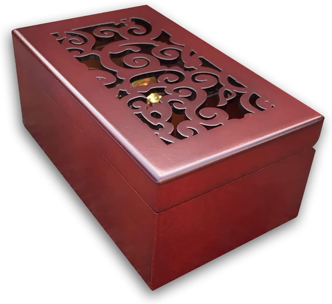 BinkeGG Caja de joyería de madera ahueca hacia fuera la caja de música con el mecanismo musical de Sankyo Tune La bella y la bestia