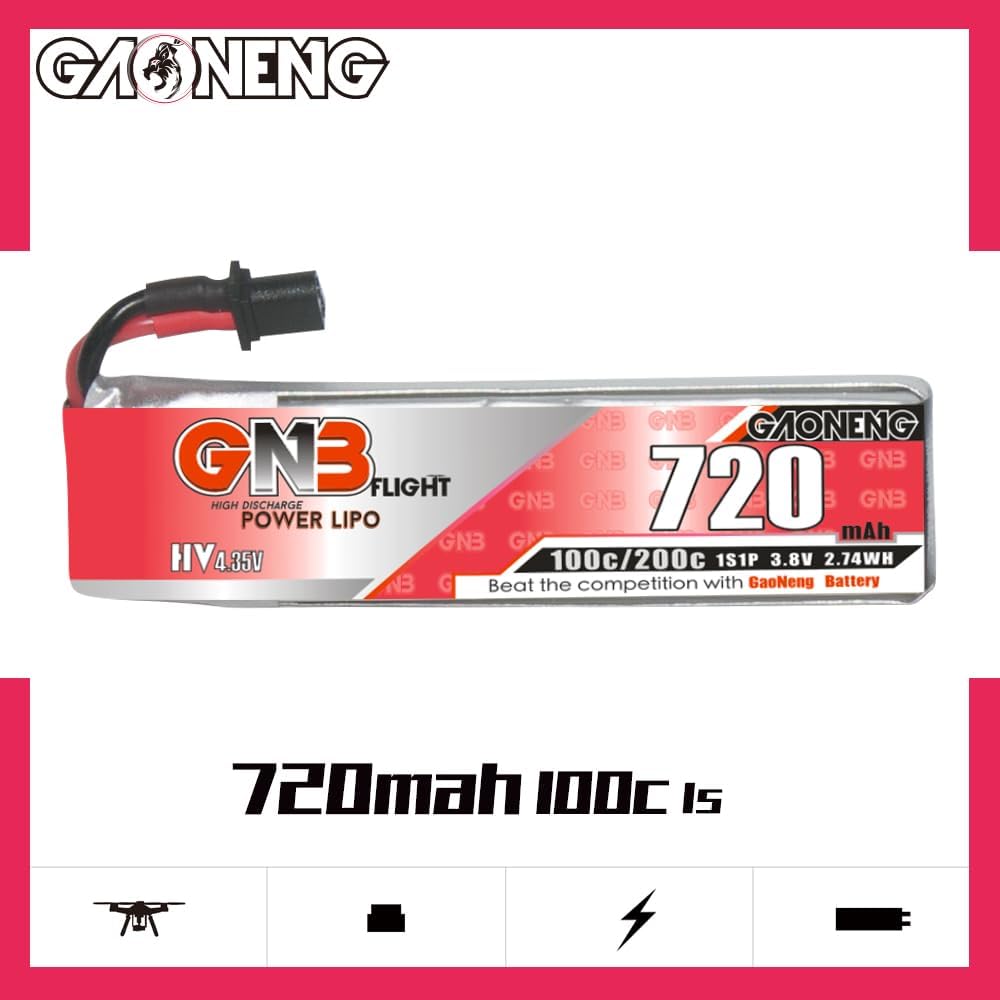 GAONENG 6 unids GNB 720mAh 1S LiPo Batería 100C 200C 3.8V con cable A30 para Kingkong Tiny7 Beta75S NanoHawk EZ Pilot Pro Kingkong LDARC BetaFPV