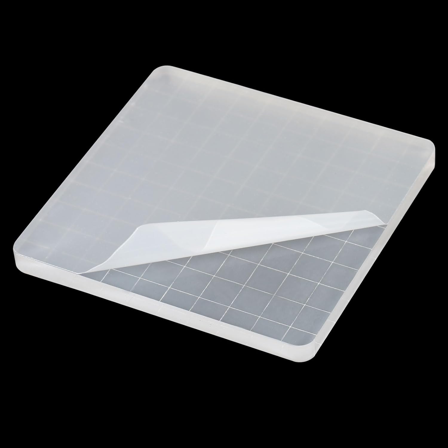 PATIKIL Bloque de sello acrílico de 4 x 4 pulgadas, bloque de estampado transparente con líneas de cuadrícula, bloques de montaje decorativos