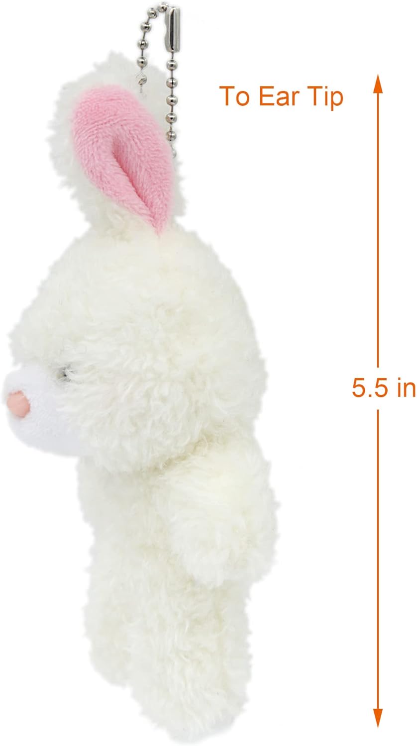 Llavero de peluche de conejito para niños con corazón de 5.5 pulgadas, mochila de peluche de conejo de peluche, bolso colgante de regalo para niñas,