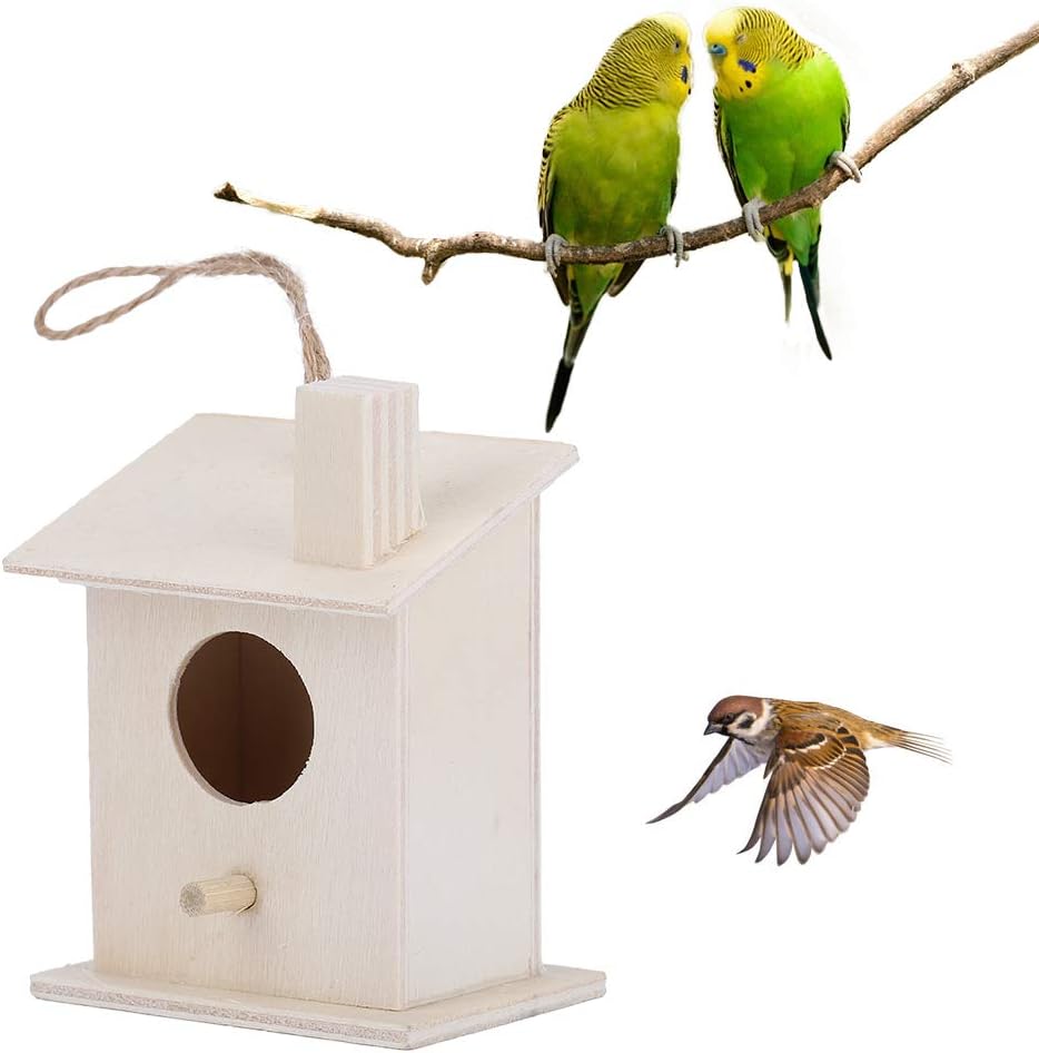 Fydun 4 adornos innovadores de madera para colgar en casa de pájaros, para decoración de jardín al aire libre, patio, 4 piezas, innovador colgante