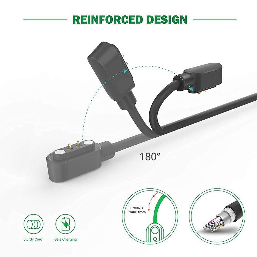 E ECSEM Cargador de repuesto para reloj inteligente ANDFZ T42, cable de carga magnético de 23.6 in, color negro, paquete de 2