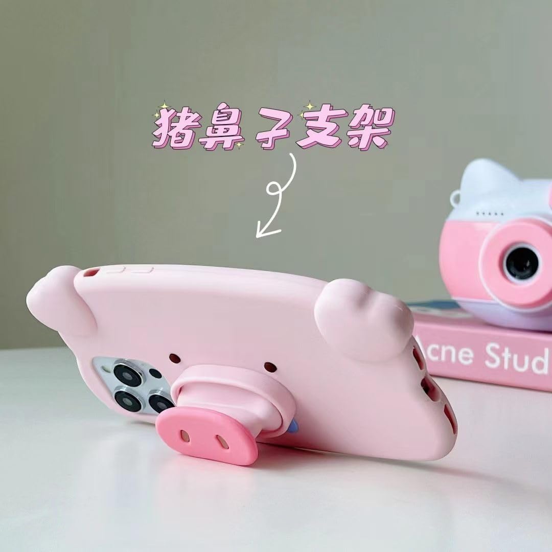 Bonici Funda de teléfono para niñas y mujeres, creativa, súper divertida, multifunción, elástica, con soporte de nariz de cerdo rosa, funda de