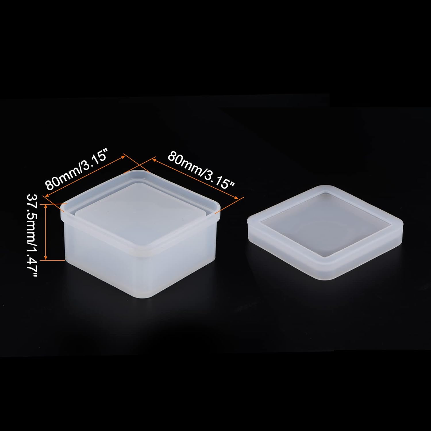 HARFINGTON 3 piezas de caja de joyería, molde cuadrado de silicona para almacenamiento epoxi con tapa para manualidades de resina