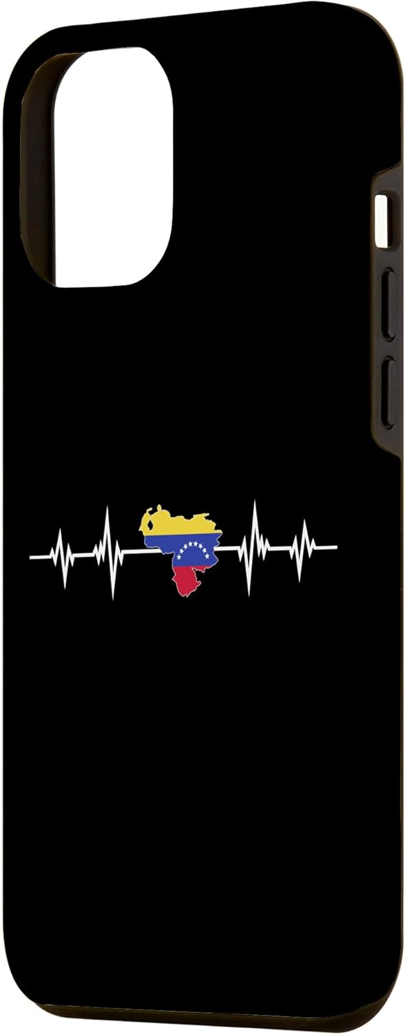 Funda para iPhone 14 Pro Max con diseño de mapa de latidos venezolanos con la bandera venezolana