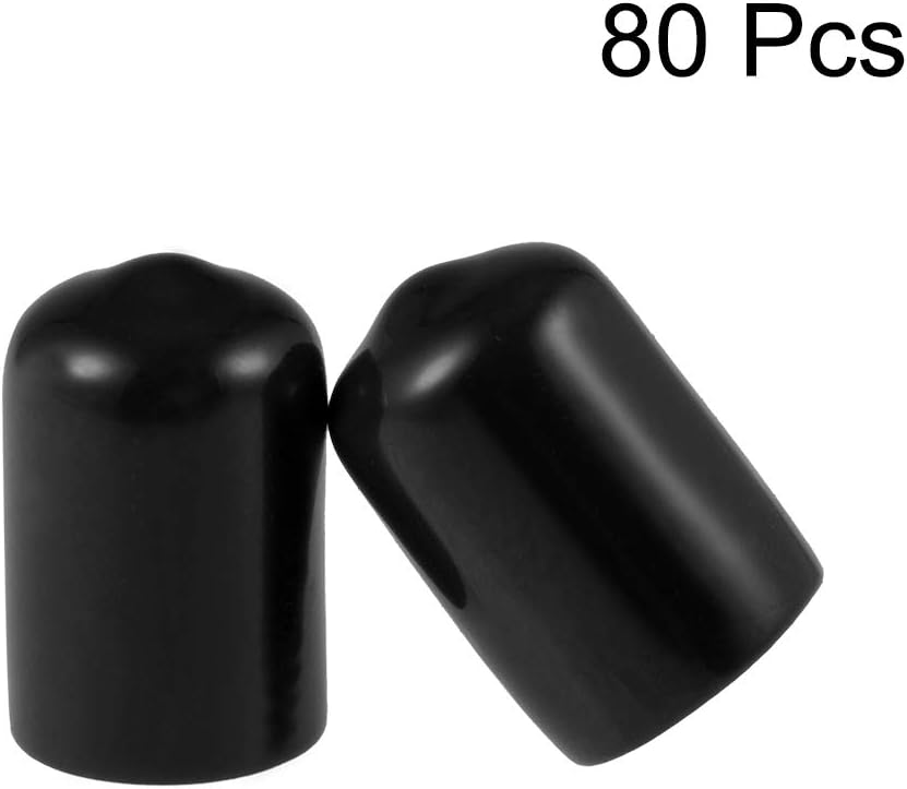 uxcell 80 tapas de goma de 0.472 in de vinilo de identificación redonda tapa tapa de rosca de tornillo protectores negro