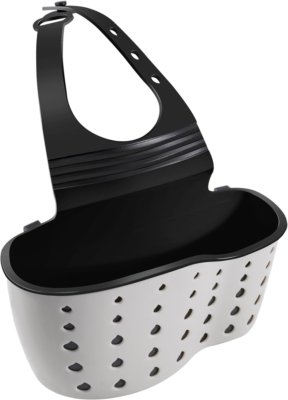 Soporte de esponja para fregadero de cocina, organizador de esponja para platos, correa ajustable, soporte de esponja con agujeros de drenaje para