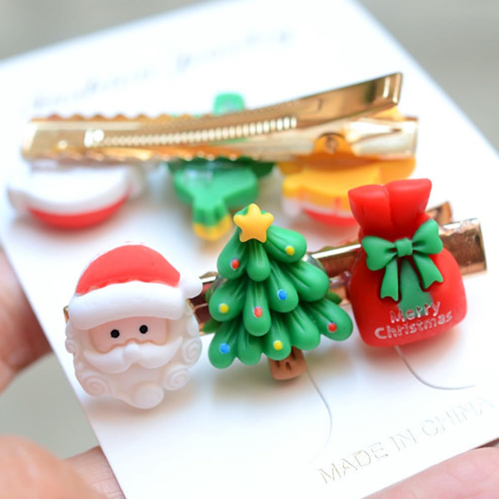Pinzas para el cabello de Navidad, lindas campanillas de reno, Papá Noel, oso, muñeco de nieve, horquillas para el cabello, pasadores festivos para