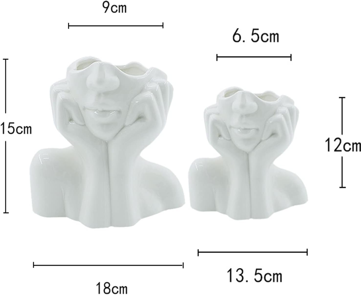 Jarrón de cerámica para decoración del hogar, jarrones blancos modernos para sala de estar, 5.9 pulgadas de alto x 7 pulgadas de ancho, jarrón de
