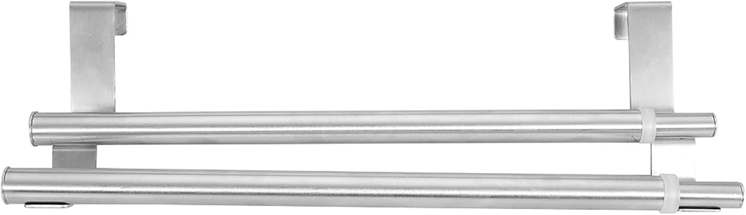 Toallero retráctil de acero inoxidable para colocar sobre la puerta, toallero para baño, bar, dormitorio, toallero (doble poste retráctil de 15.7 in)