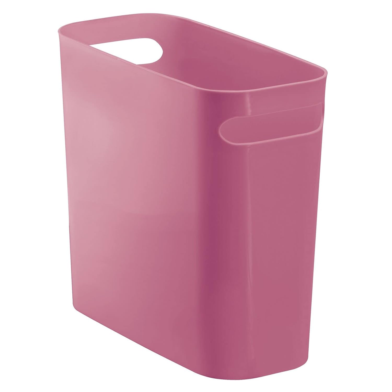 Cubo de basura mDesign rectangular, de plástico, con asas, para baño, cocina, hogar, oficina, dormitorio, habitación de niños, 10 pulgadas de alto,