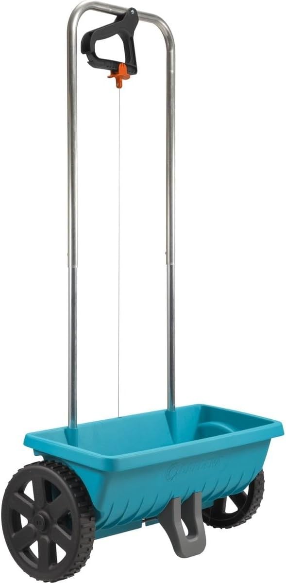 Gardena Esparcidor L Esparcidor universal para entrega de fertilizantes, semillas y sal, 17.7 in de ancho de extensión, para aproximadamente 1,312.3