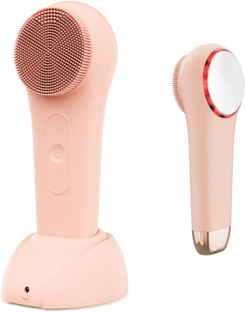 More Life Clarity – Cepillo de limpieza facial avanzado 3 en 1 con soporte de carga, limpiador facial eléctrico recargable en caliente y frío de