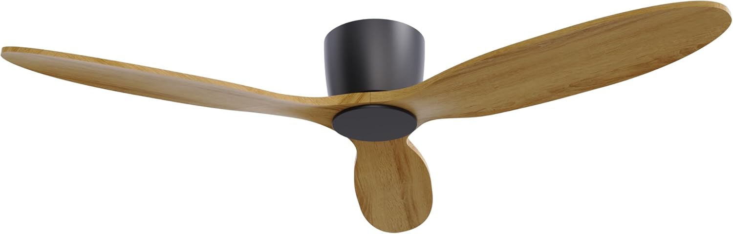 OUATER Ventilador de techo de montaje empotrado con control remoto, ventilador de techo moderno de perfil bajo de 52 pulgadas sin luz, motor de CC,