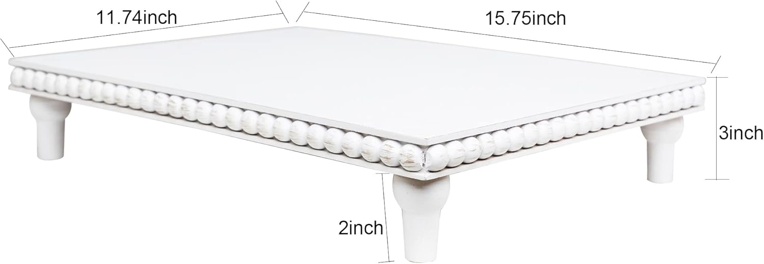 GENMOUS Farmhouse – Soporte de pedestal blanco para decoración de baño, bandeja rústica grande escalonada, soporte de pedestal para exhibición de