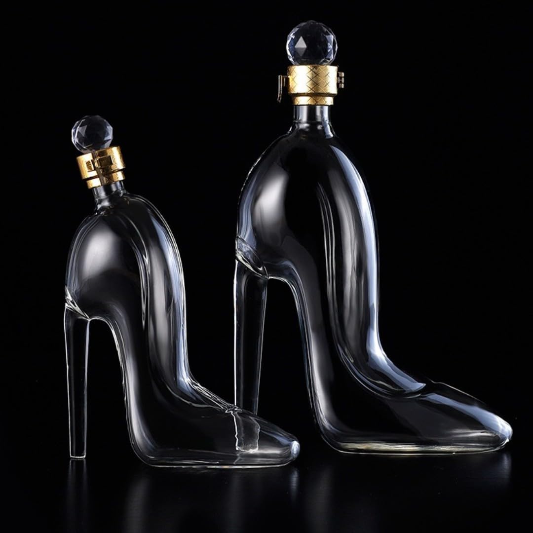 Decantador de whisky, decantador de tacón alto, con decantador de tapa de botella, decantador de vino novedoso, forma creativa, vasos de whisky
