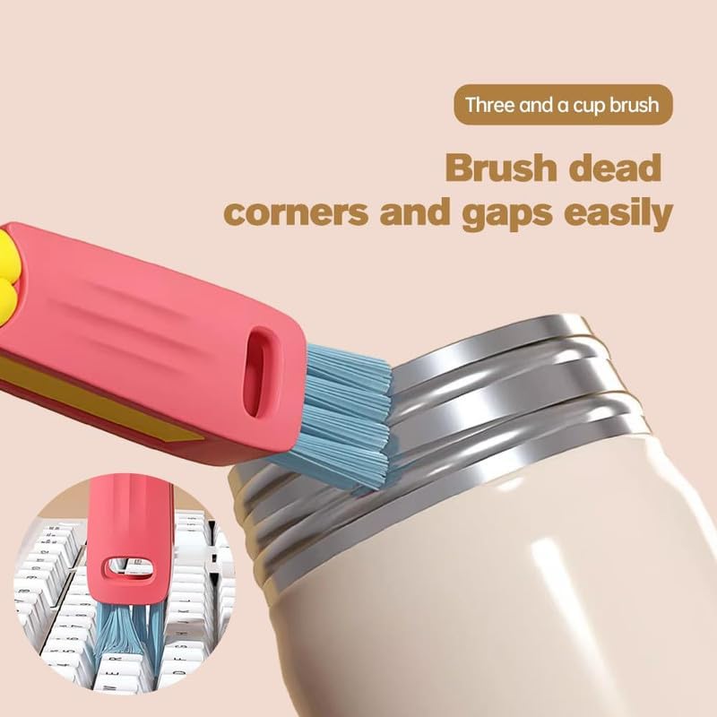 3 in 1 Cup Lid Cleaning Brush, 2024 New Portable Crevice Cleaning Brush Set for Baby Bottle Gap Tight Spaces Cup, Multifunctional Cleaning Brush Cup