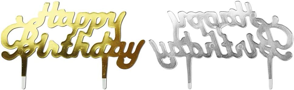 SaktopDeco 50 piezas de plástico dorado pequeño para cupcakes de cumpleaños para fiestas temáticas, postres y decoración de mesa