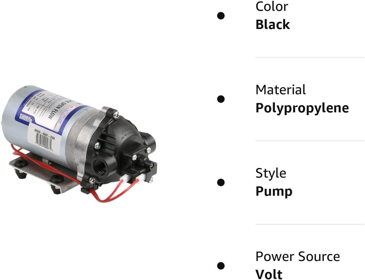 Pentair SHURFLO 8000-543-236 Bomba de diafragma de demanda automática, 1.8 GPM con válvulas de Viton, diafragma de Santopreno, interruptor de