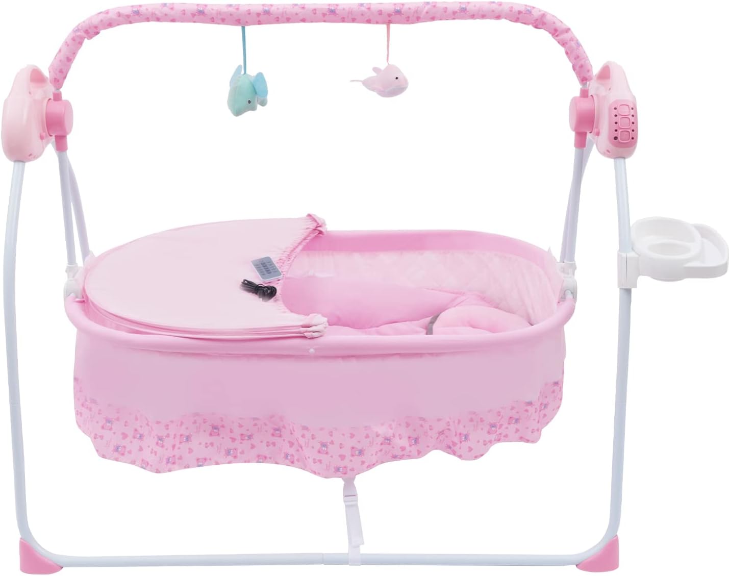 TFCFL Cuna eléctrica para bebé, de 0 a 18 meses, columpio automático con control remoto y música, capacidad de 55.1 lbs55 libras, cuna plegable,