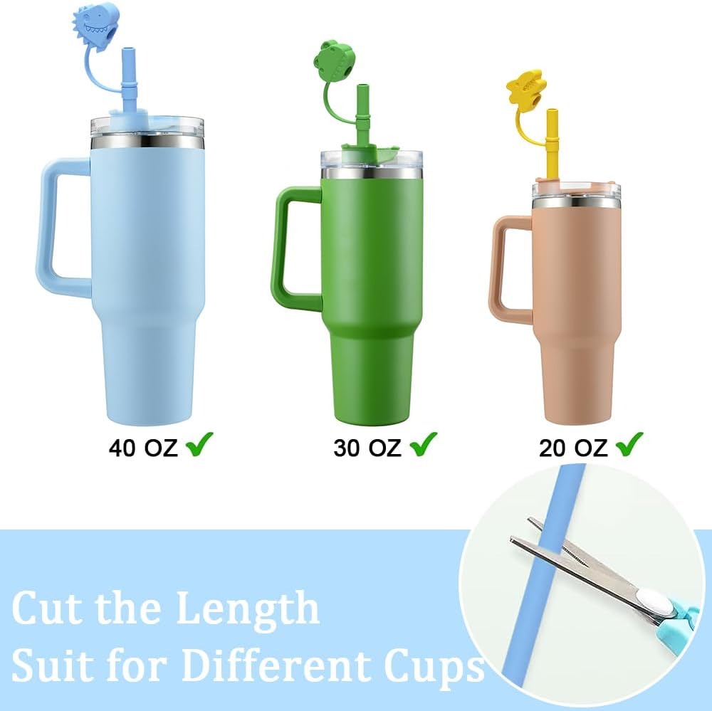 4 popotes de silicona con tapas de popote para accesorios de copa Stanley, repuesto de popote reutilizable y parte superior de popote, popotes de