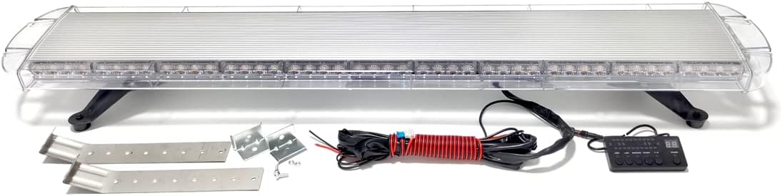 Kit de luces estroboscópicas universales de 12 V-24 V, 44 pulgadas, 88 luces LED ámbar y blancas, barra de luz de emergencia, barra de luz de