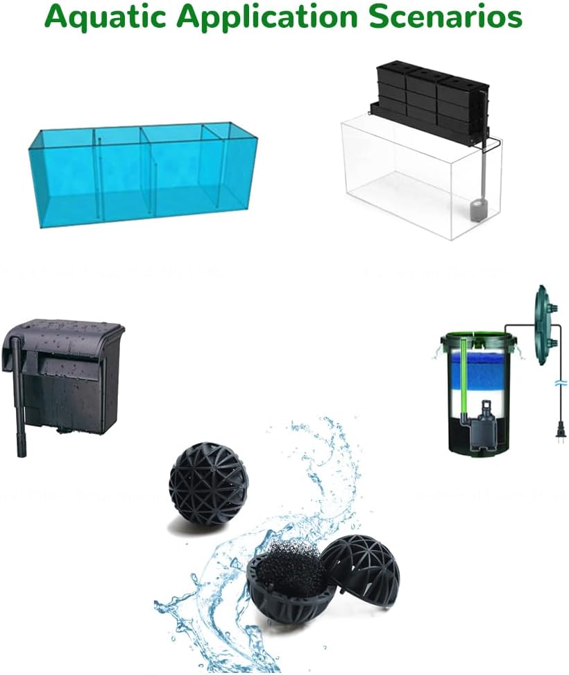 J-star 100 unidades de 0.62 pulgadas para acuario bio bolas filtrantes, medios de filtro para tanque de peces de acuario, bolas de filtro de medios