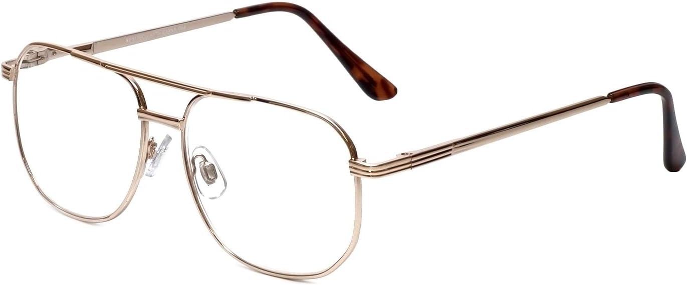 Calabria 1106 – Lentes de lectura de metal con bloqueo de luz azul o lente transparente, para hombres y mujeres, diseño elegante, lectores de