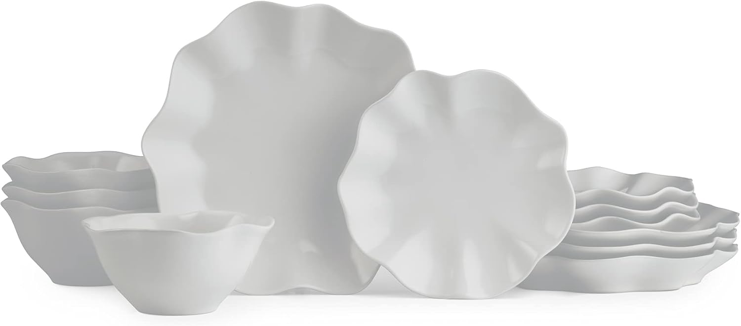 Portmeirion Sophie Conran Floret – Juego de vajilla de 12 piezas  Servicio para 4  Elegantes platos para servir vajilla  Platos para aperitivos,