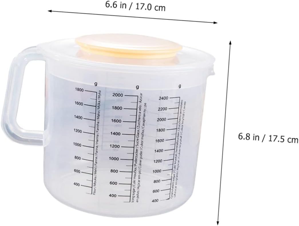 HEMOTON Tazón para mezclar con tapa, tazas de café medidas, con tapas, taza para hornear, manija, escala, marcado, taza graduada, taza para hornear,