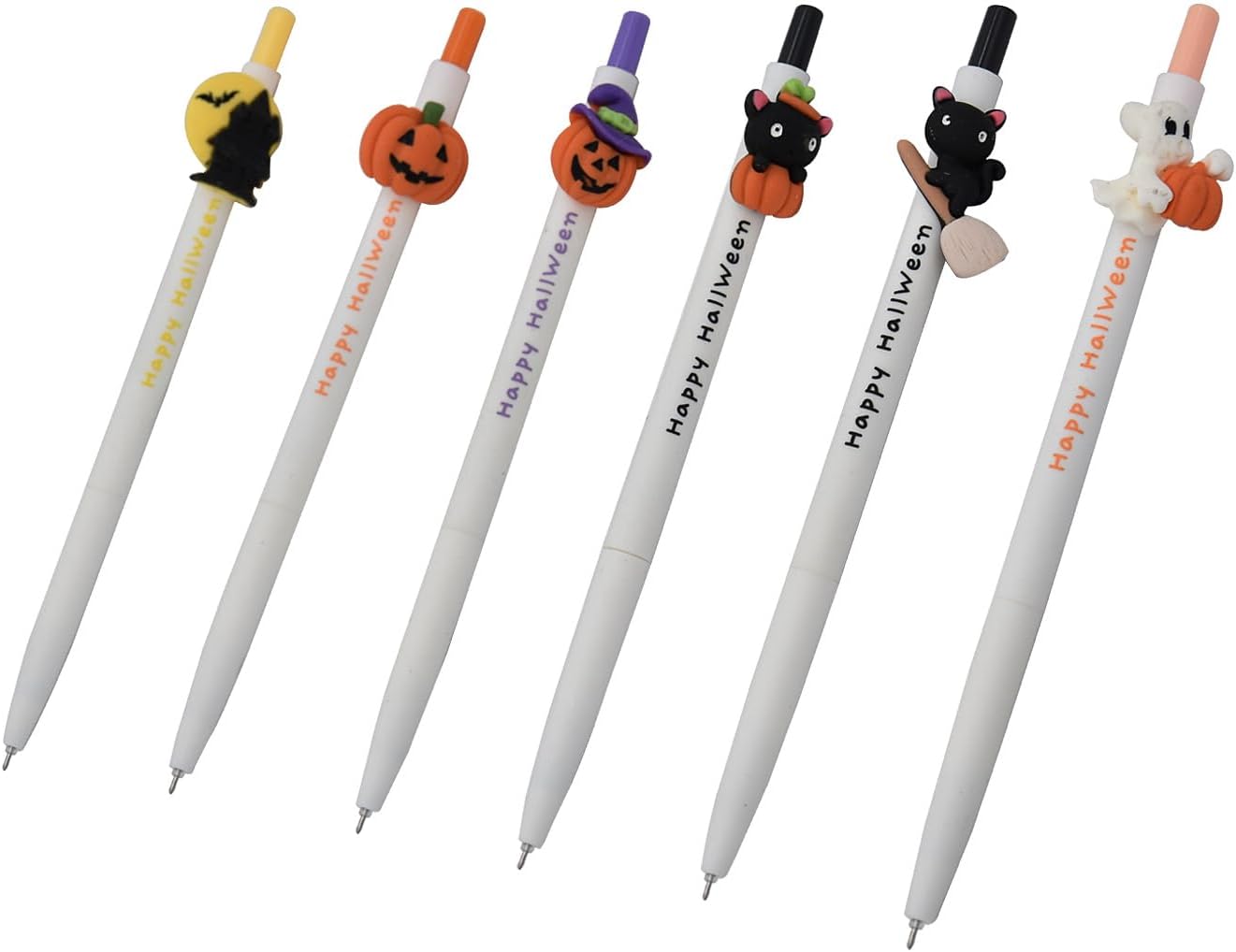 12 bolígrafos de Halloween retráctiles con tinta de gel, diseño de calabaza, gato negro, dibujos animados, para oficina, papelería, decoración del