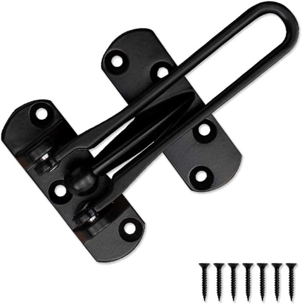 Cerradura de puerta Barra oscilante Protector de puerta 2-12″ de alta seguridad para el hogar (negro)