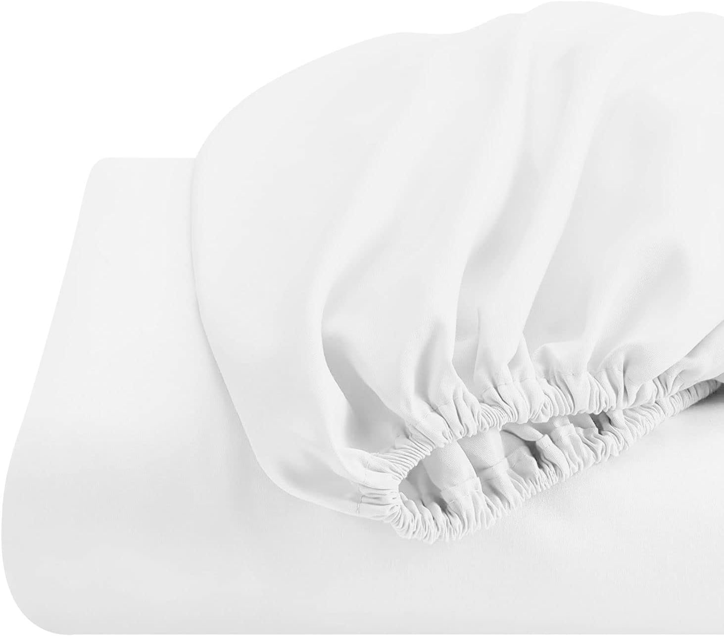 Split King  100% algodón con parte superior dividida (sábana bajera ajustable tamaño King) 600 hilos, color blanco sólido, tejido satinado, bolsillo