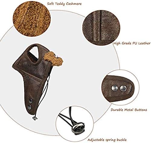 Sombrero de aviador para perro, sombrero de piloto de invierno con orejeras para clima frío (XL, marrón)